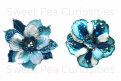 Sequin Flowers, Ephemera, PNG, watercolor, Clipart Product Image 2