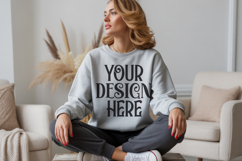 Ash Gildan 18000 Sweatshirt Mockup,G18000 Crewneck Sweatshir Product Image 1