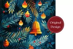 Christmas Bells Tumbler Wrap, Christmas Forest Tumbler PNG Product Image 2