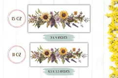 Art Sunflowers Mug Wrap, Watercolor Flowers Sublimation Product Image 2