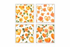 Watercolor Orange Heart and Rose Digital Paper Product Image 2