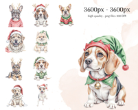 Christmas Dogs Clipart, Vintage PNG Product Image 3