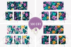 Floral Mug Wrap Designs, Flowers Mug Sublimation Product Image 2