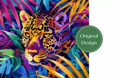 Leopard Tumbler Wrap, Neon Tropical Leaves Tumbler Design Product Image 2