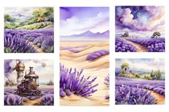 Lavender Field Watercolor Painting Product Image 2