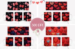 Knitted Love Hearts Mug Wraps, Pink Bows Mug Template Product Image 2