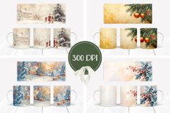 Watercolor Christmas Mug Design, Winter Tree Mug Template Product Image 2