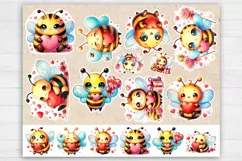 Cute Bee. Valentines Print & Cut Stickers PNG Product Image 2