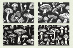 Monochrome Mushrooms Cutting Boards sublimation Design Product Image 2