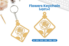 Flowers Keychain Lasercut - Floral Lasercut Product Image 1