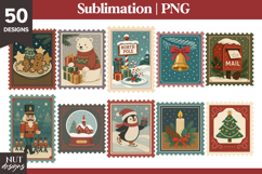 Christmas Bundle Postage Stamp 50 png Christmas illustration Product Image 2