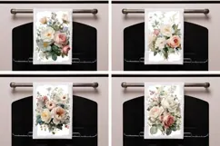 Watercolor Roses Towel Template, Floral Towel Sublimation Product Image 2