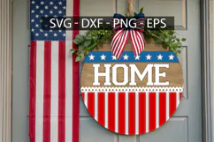 Home SVG, 4th Of July Wood Round Sign Product Image 1