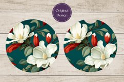 Magnolia Flowers Car Coasters, Flowers Sublimation Design Product Image 2
