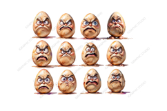 Easter Clipart, Grumpy Easter Egg Clipart, Grumpy face png Product Image 3