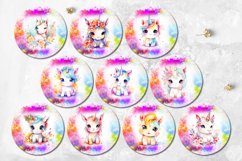 Watercolor Unicorn | Round earring Sublimation design bundle Product Image 2