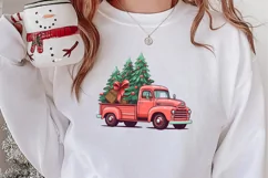 Red Christmas Truck Sublimation Clipart, Christmas PNG Product Image 2