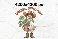 Emotional Support Plant PNG, Funny Goose Cowboy Sublimation Product Image 2