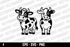 A black and white cartoon mascot of a spotted dairy cow Product Image 2