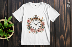 Vintage Floral Clock Clipart Sublimation Product Image 2