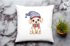 Cute Patriotic Puppy Watercolor Clipart PNG Product Image 2