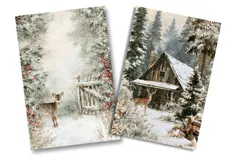 Winter Cabin Deer Junk Journal Pages Product Image 2
