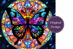 Stained Glass Butterfly Tumbler Design, Butterflies PNG Product Image 2