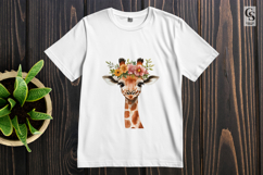 Cute Giraffe Clipart with Floral Crown PNG Product Image 2