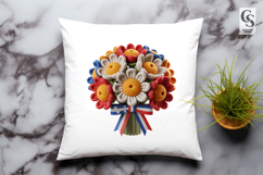 Patriotic Crochet Flower Bouquet Clipart Sublimation PNG Product Image 2