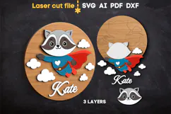 Raccoon Baby Name Sign SVG laser cut file for Glowforge Product Image 2