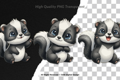 15 Bundle Watercolor Baby Skunk Stripe Forest Animal Kids Product Image 2