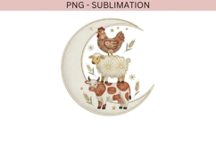 Farm Animals Moon PNG | Cow Sheep Chicken Clipart | Boho Product Image 3