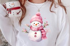 Cute Pink Christmas Snowman Sublimation Clipart Product Image 2