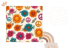 Hippie Pillow Case Design, Floral Pillow Sublimation PNG Product Image 2