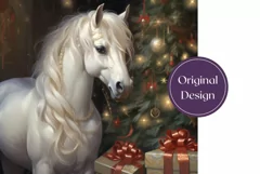 Christmas Tumbler Wrap Design, Christmas Horse Sublimation Product Image 2