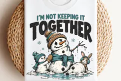Funny Melting Snowman Winter PNG, Holiday Mode Defrosting Sn Product Image 1