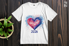 2026 New Year Fireworks Heart Clipart PNG Product Image 3