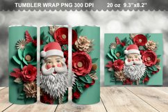3D Christmas Santa Flowers Tumbler Design Product Image 1
