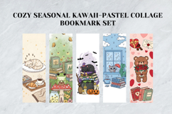 Cozy Seasonal Kawaii-Pastel Collage Bookmark Set,Cute Autumn Product Image 2