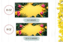 Spring Flowers Mug Wrap, Tropical Leaves Sublimation Mug PNG Product Image 2