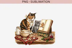 Christmas bookish cat png design for T-shirts Product Image 2