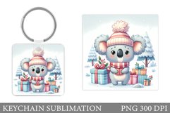 Christmas Koala Keychain. Christmas Keychain Sublimation Product Image 1