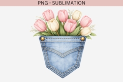 Denim pocket flowers png design for T-shirts Product Image 2