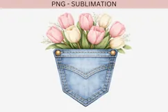 Denim pocket flowers png design for T-shirts Product Image 2