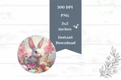 Floral Bunny Round Earrings, Floral Earrings Sublimation Product Image 2