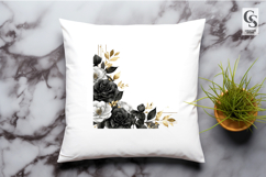 Black Gold Floral Frame Watercolor Clipart Sublimation PNG Product Image 3
