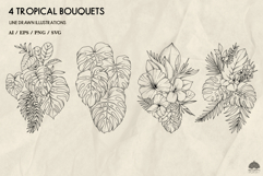 Tropical leaves line art set Svg Png Eps Product Image 2