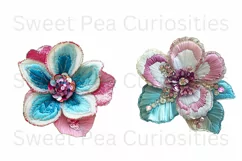 Sequin Flowers, Ephemera, PNG, watercolor, Clipart Product Image 2