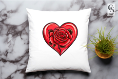 Red Rose Heart Floral Clipart Sublimation PNG Product Image 3