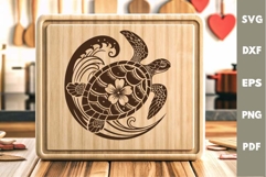 Turtle Design, Underwater World, Cutting board, Laser SVG Product Image 2